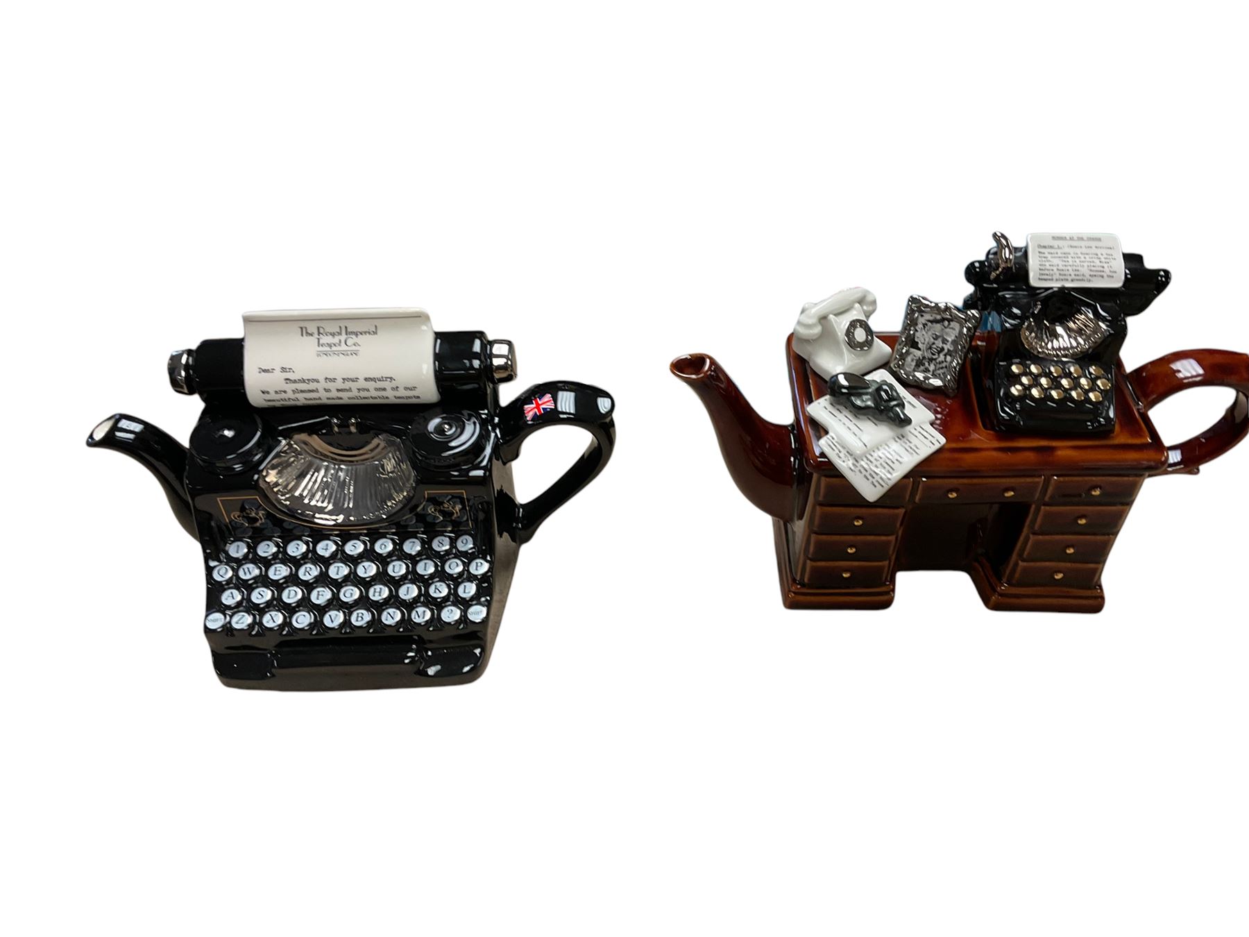 Collection of novelty teapots, together with two honey pots 