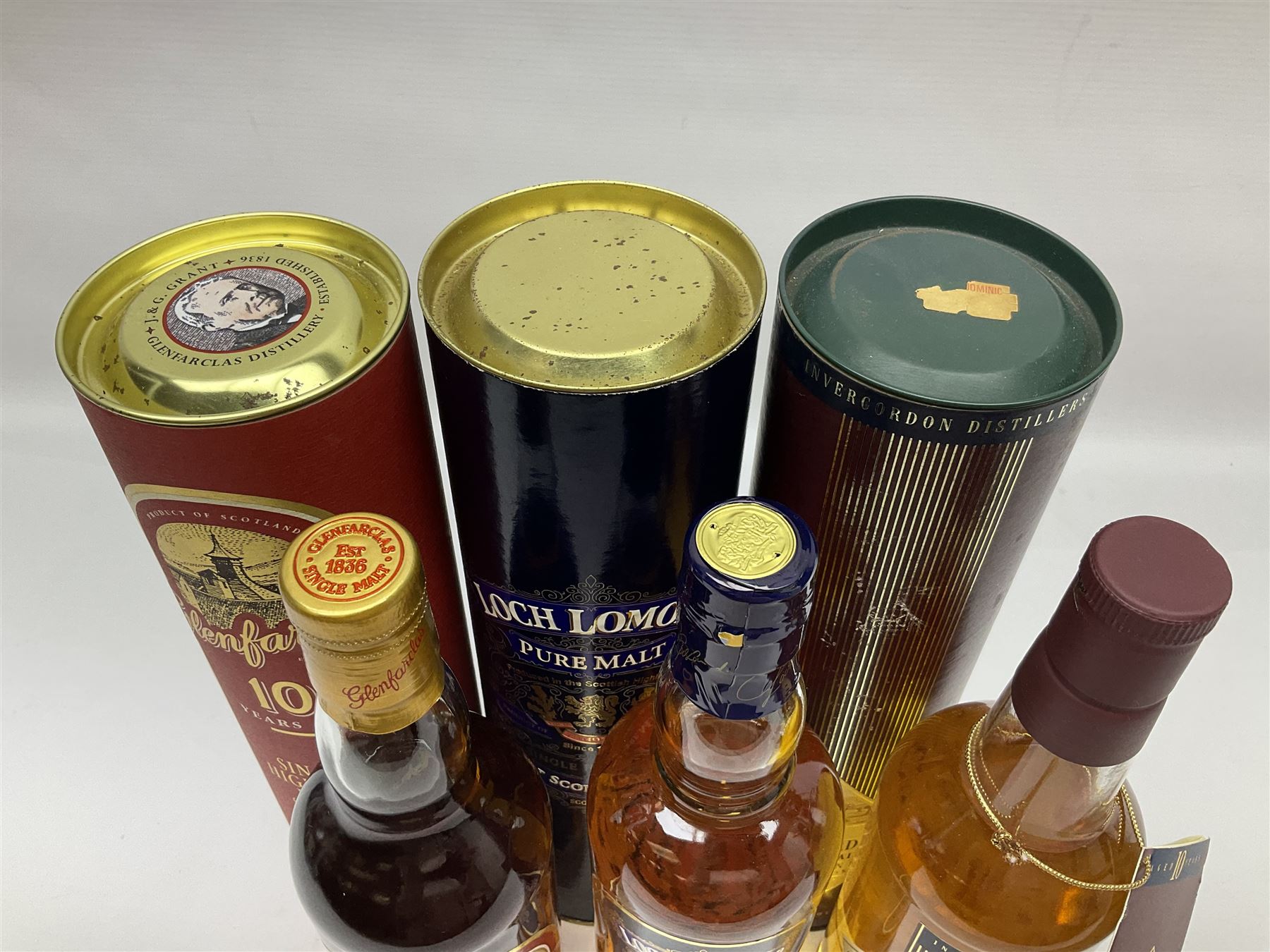 The Invergordon, 10 year old, single malt Scotch whisky, 70cl, 43% vol, Glenfarclas, 10 year old, single malt Scotch whisky 700ml 40% vol and Loch Lomond, single malt Scotch whisky 0.7l 40% vol, all boxed   