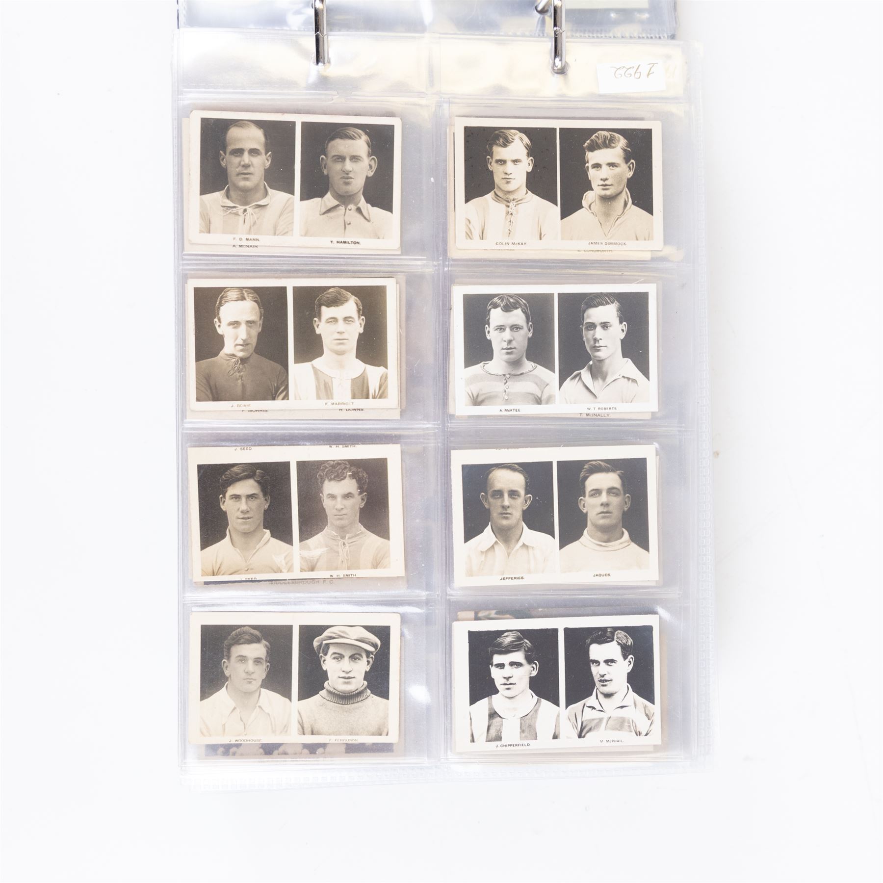 Collection of Edwardian and later Football related trading and cigarette cards, including forty-nine of fifty 1906 Ogden's Football Club Colours, 1922 PALS Footall series, ninety of one hundred 1925 Gallaher Famous Footballers, complete set of forty-four 1926 Ogden's Captains of Association Football Clubs and Colours, complete set of fifty 1927 Players Football Caricatures by MAC,  complete set of fifty 1927 Players Football Caricatures by RIP,  complete set of fifty 1930 Players Association Cup Winners, complete set of 50 1933 Ogdens AFC Nicknames etc, housed in brown cigarette card album