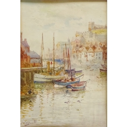  Fishing Boats in Whitby Harbour, watercolour signed by John Wynne Williams (British fl.1900-1920) 24cm x 16cm  