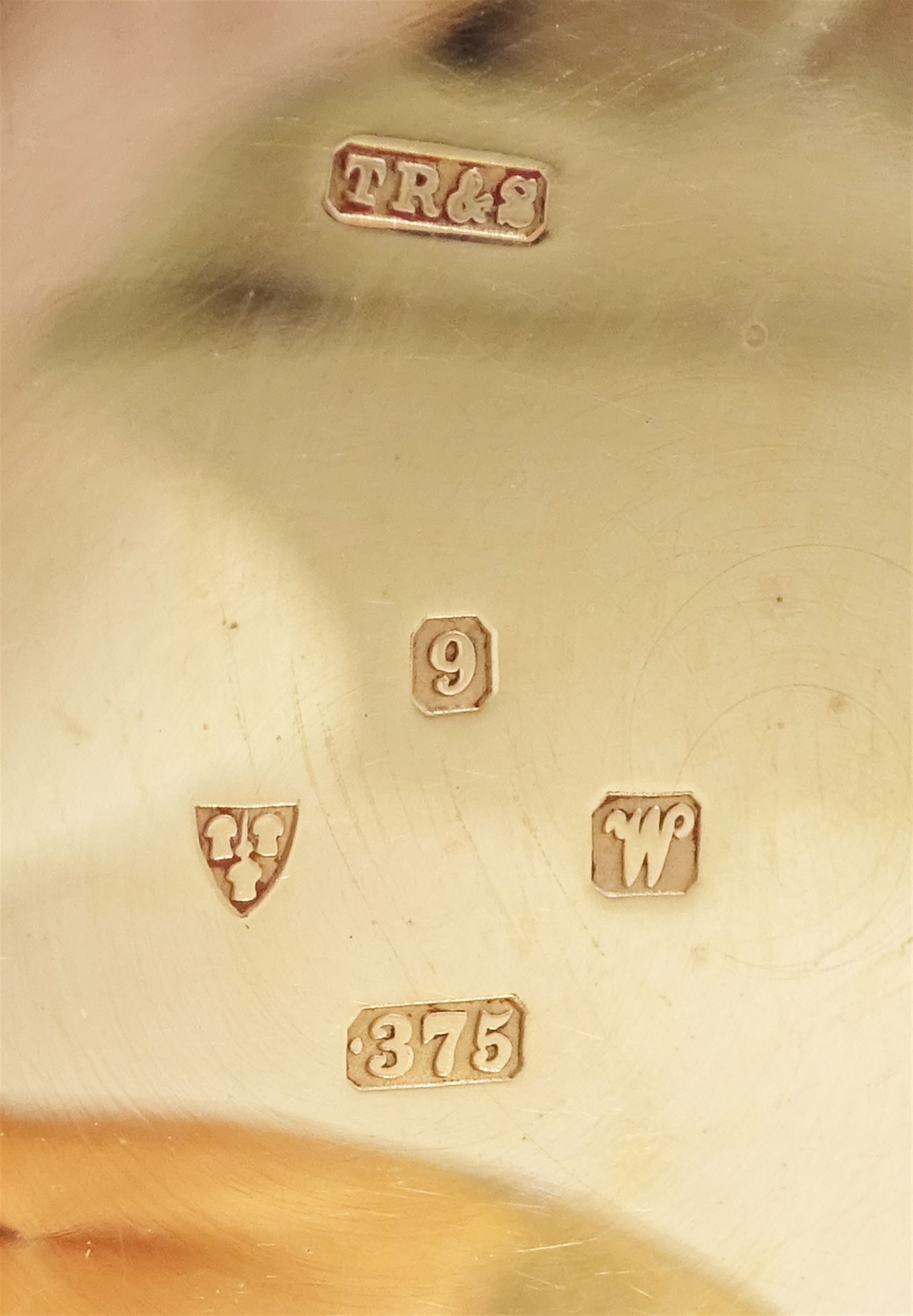 Early 20th century 9ct gold full hunter keyless lever pocket watch by American Watch Company, Waltham, No. 20107240, white enamel dial with Arabic numerals and subsidiary seconds dial, makers mark T R & S, Chester 1922