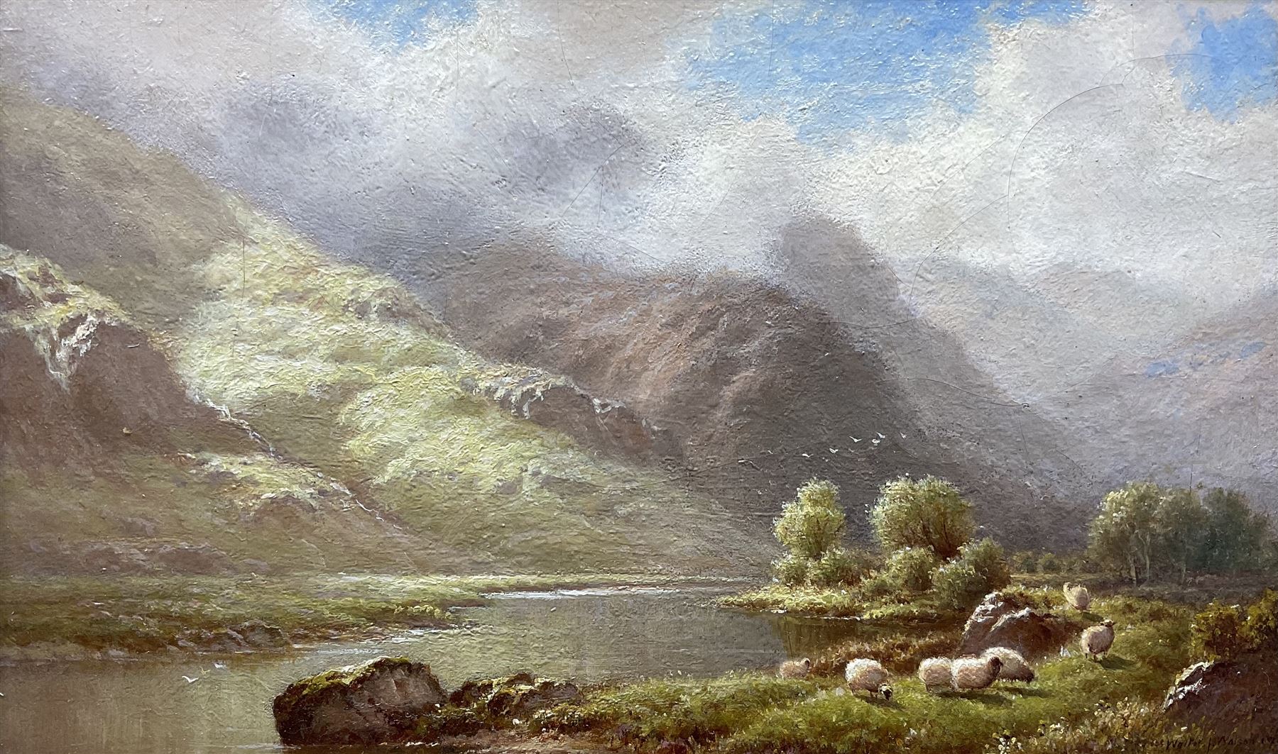 Walter J Watson (British 1879-c1937): 'On the Glaslyn - North Wales', oil on canvas signed, titled and further signed verso 19cm x 32cm  
Provenance: private collection; with James Alder Fine Art, Hexham