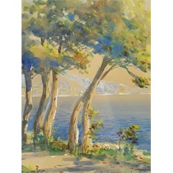 Italian School (Early 20th century): Riviera Landscape, watercolour and gouache indistinctly signed 24cm x 18cm
