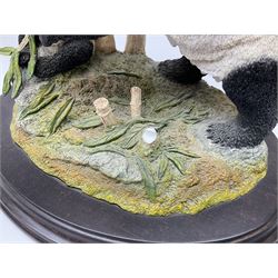 Three Franklin Mint figures, first example On The Prowl, on wooden stand H32cm, L63.5cm, Grizzly, H23cm and American Majesty by Ronald Van Ruyckevelt H37cm, together with five other figures.  