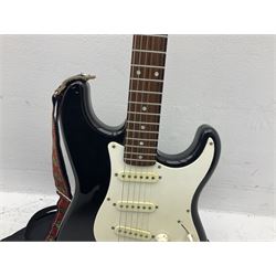 Fender Squier Strat Affinity six-string electric guitar with 20th anniversary plaque verso, serial no.CY20815325 L99cm; in soft carrying case