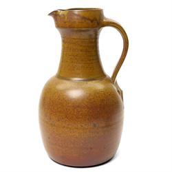 David Lloyd Jones (1928-1994): Three works, a large jug and two teapots, in typical brown glaze, each stamped, larger jug H39cm (3)
