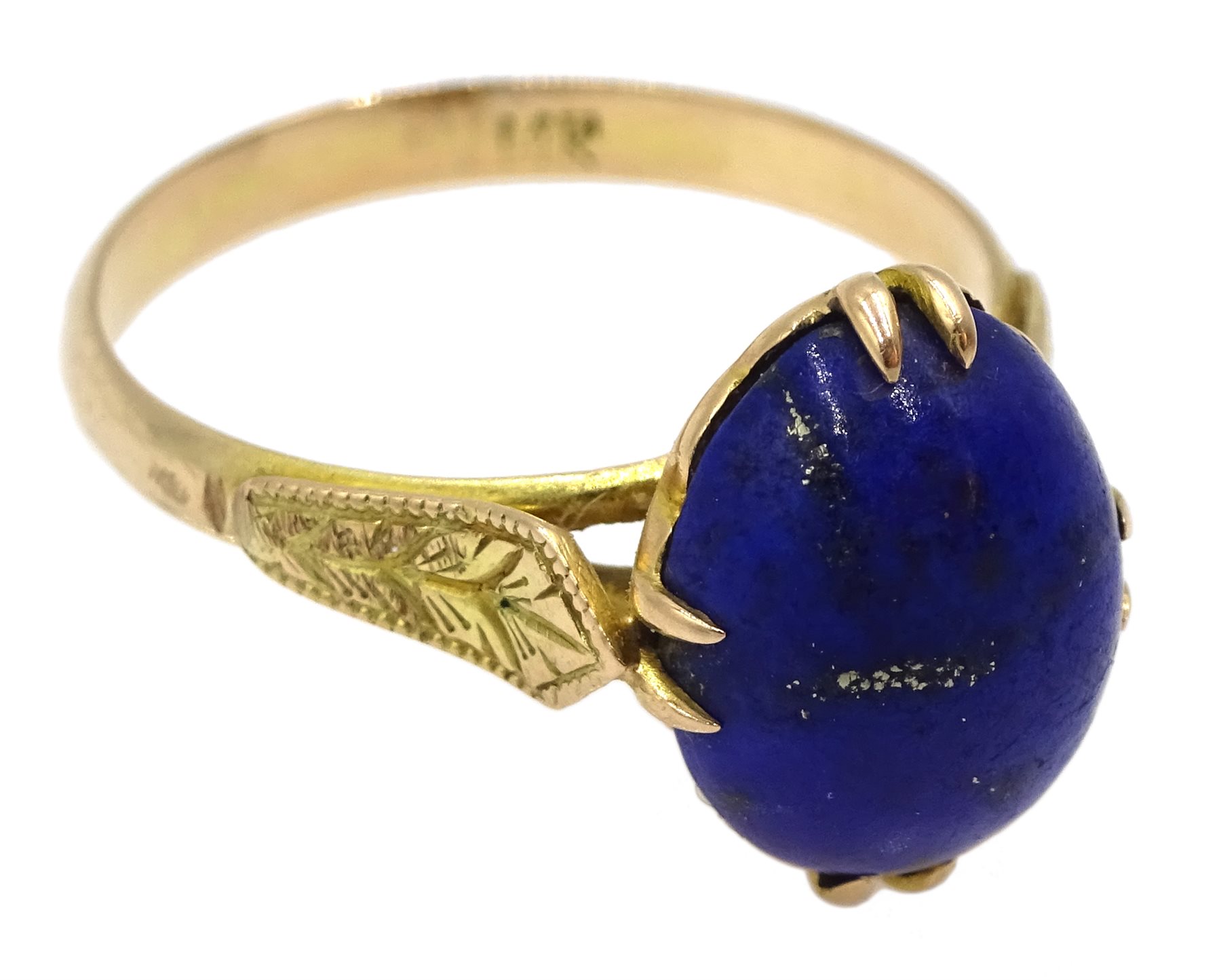 14ct gold single stone lapis lazuli ring