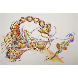 Peter Clark (British 1944-): 'Scorpios Do It Like This!', mixed media on card with tracing paper overlay signed 43cm x 56cm (unframed)
Notes: Peter Clark is a British artist best known for his collages, but he began his career as an illustrator working for major UK publications like The Radio Times, BBC and major advertising campaigns.
Provenance: direct from the family of the artist
