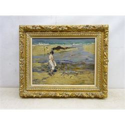 Dorothea Sharp (Newlyn School 1874-1955): 'On the Beach', oil on board signed, with a similar scene verso 30cm x 40cm
Provenance: private collection; with Trinity House Paintings, Broadway


