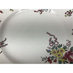 Royal Doulton part dinner service in Old Leeds Sprays pattern,  to include cheese dome, teapot and stand, egg cups etc, together with a selection of floral doilies.  