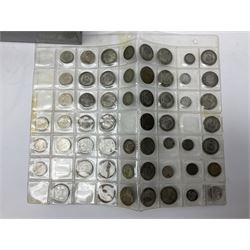 Great British and World coins, including small number of pre 1947 silver coins, pennies, brass threepences, other pre-decimal coinage, commemorative crowns etc