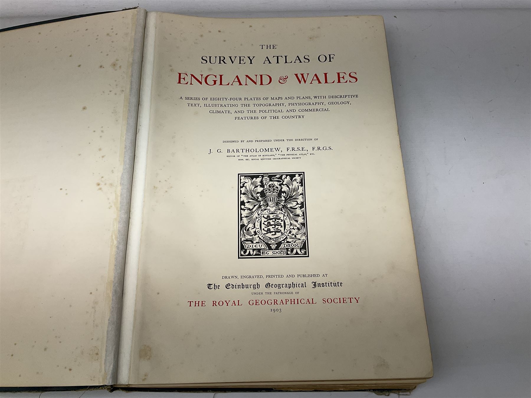 J G Bartholomew, The Survey ATlas of England & Wales, 1903 