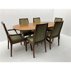 Nathan teak extending dining table and six chairs