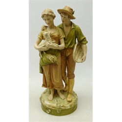  Royal Dux figure of a Shepherd and Shepherdess holding a lamb, no. 2329, H40cm    