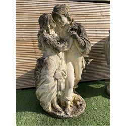 Cast stone urn planter and two cast stone garden figures  - THIS LOT IS TO BE COLLECTED BY APPOINTMENT FROM DUGGLEBY STORAGE, GREAT HILL, EASTFIELD, SCARBOROUGH, YO11 3TX