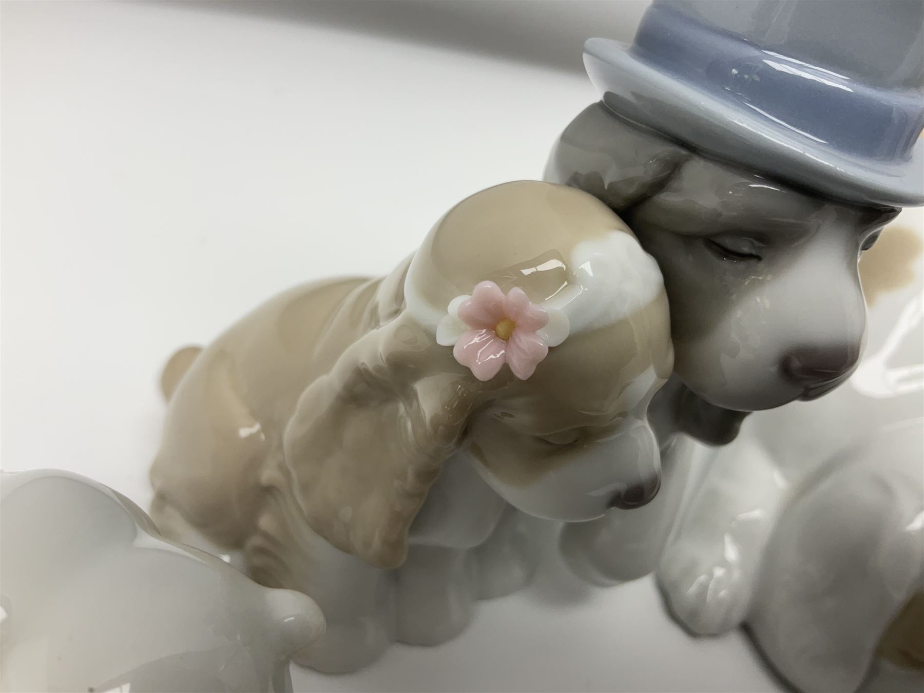 Ten Nao figures, to include three Cheeky Cherubs, Cat, Dog bride and groom etc