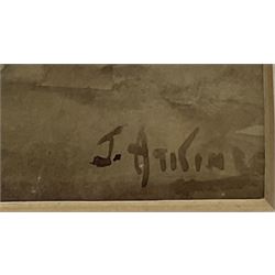 John Atkinson (Staithes Group 1863-1924): 'Cutting Peat', watercolour heightened in white signed, titled verso 37cm x 54cm
Provenance: with Christopher Wood, Motcomb St., London, label verso