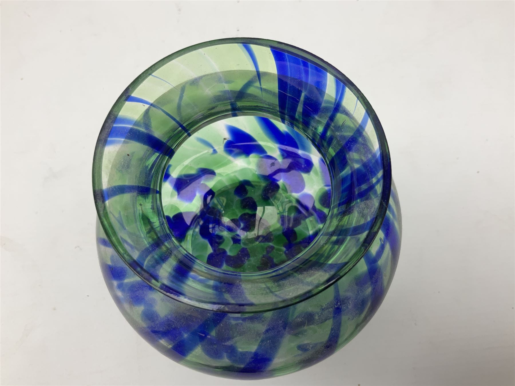 Bjorn Ramel Sea of Sweden Glasbruk art glass footed candle holder, together with a Murano fish, various other art glass vases, stylised green fish, etc, tallest H29cm