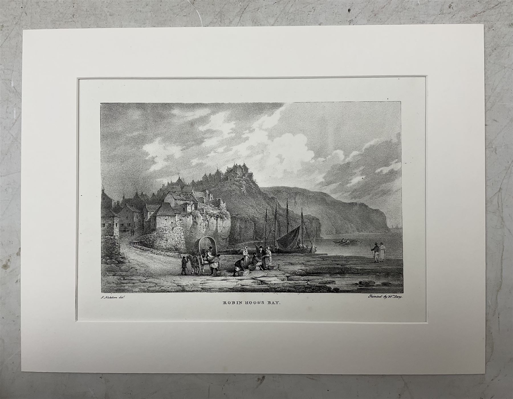 Francis Nicholson (British 1753-1844): 'Series of Six Views of Scarborough and its Vicinity', set of five mounted lithographs pub. 1824, in Solander box 16cm x 26cm (5)