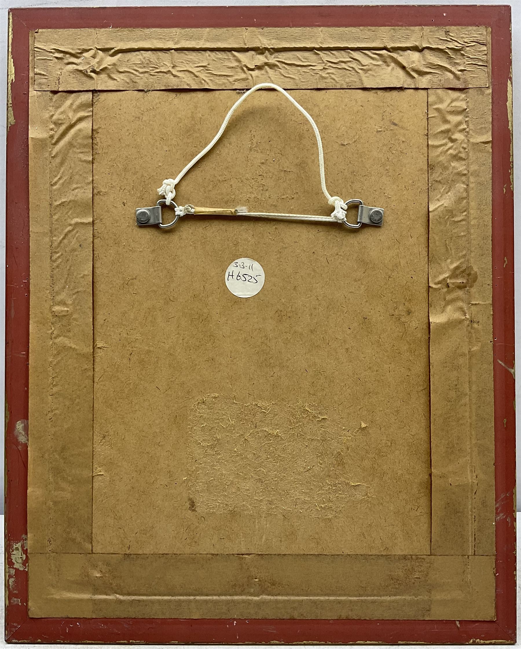 Brian Shields 'Braaq' (Northern British 1951-1997): Self Portrait as a Young Boy with Native American Headdress, pastel signed 24cm x 16cm