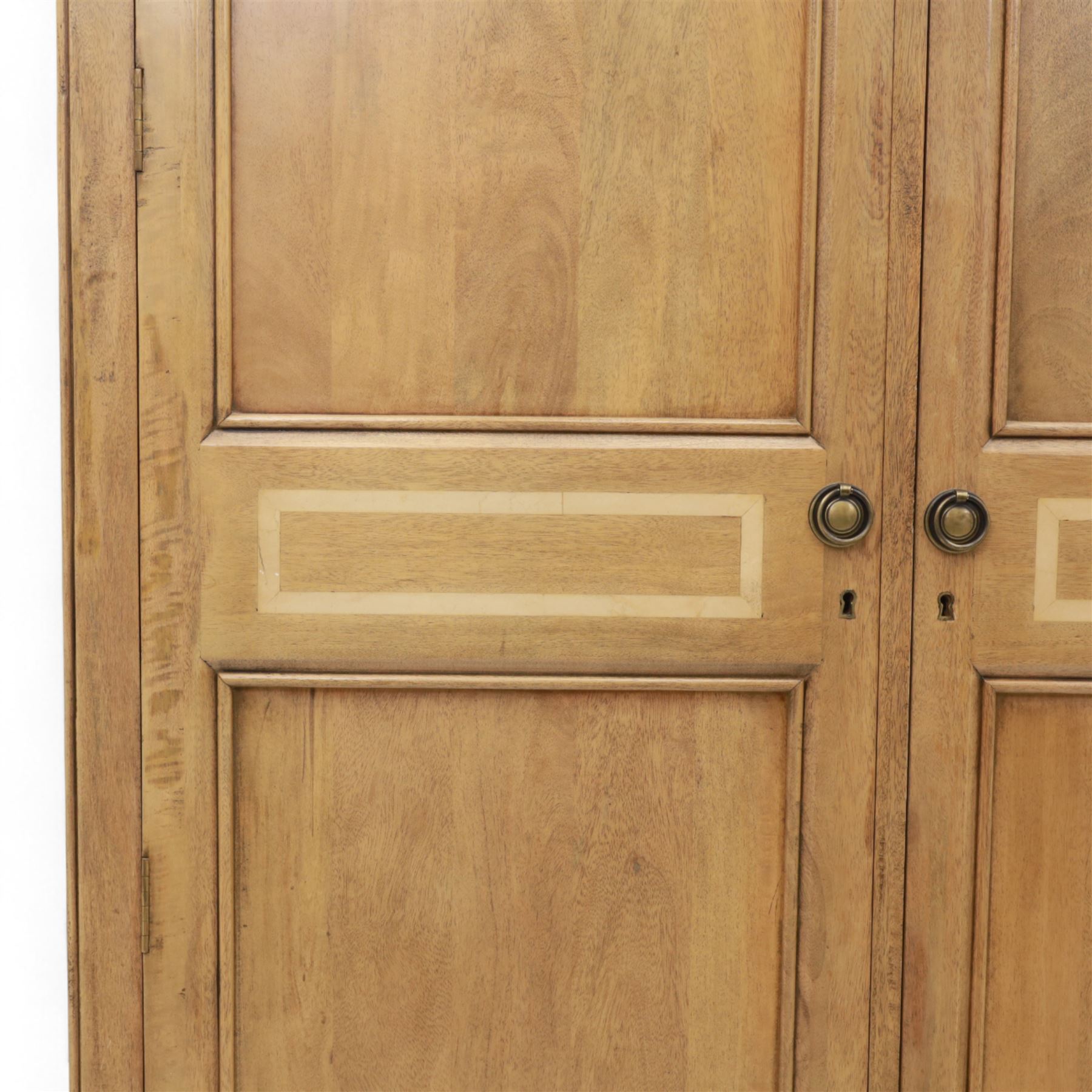 Barker & Stonehouse - Contemporary mango wood double wardrobe, panelled doors with contrasting inlaid borders and faux central lock, raised on shaped bracket feet
