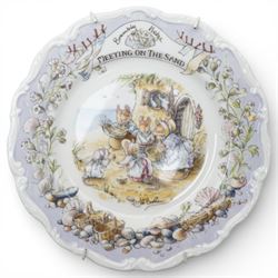 Set of four Royal Doulton Brambly Hedge plates from the 'Sea Story' collection, 'Dining by the Sea', 'Homeward Bound', 'Meeting on the Sand', and 'Rigging the Boat' (4)
