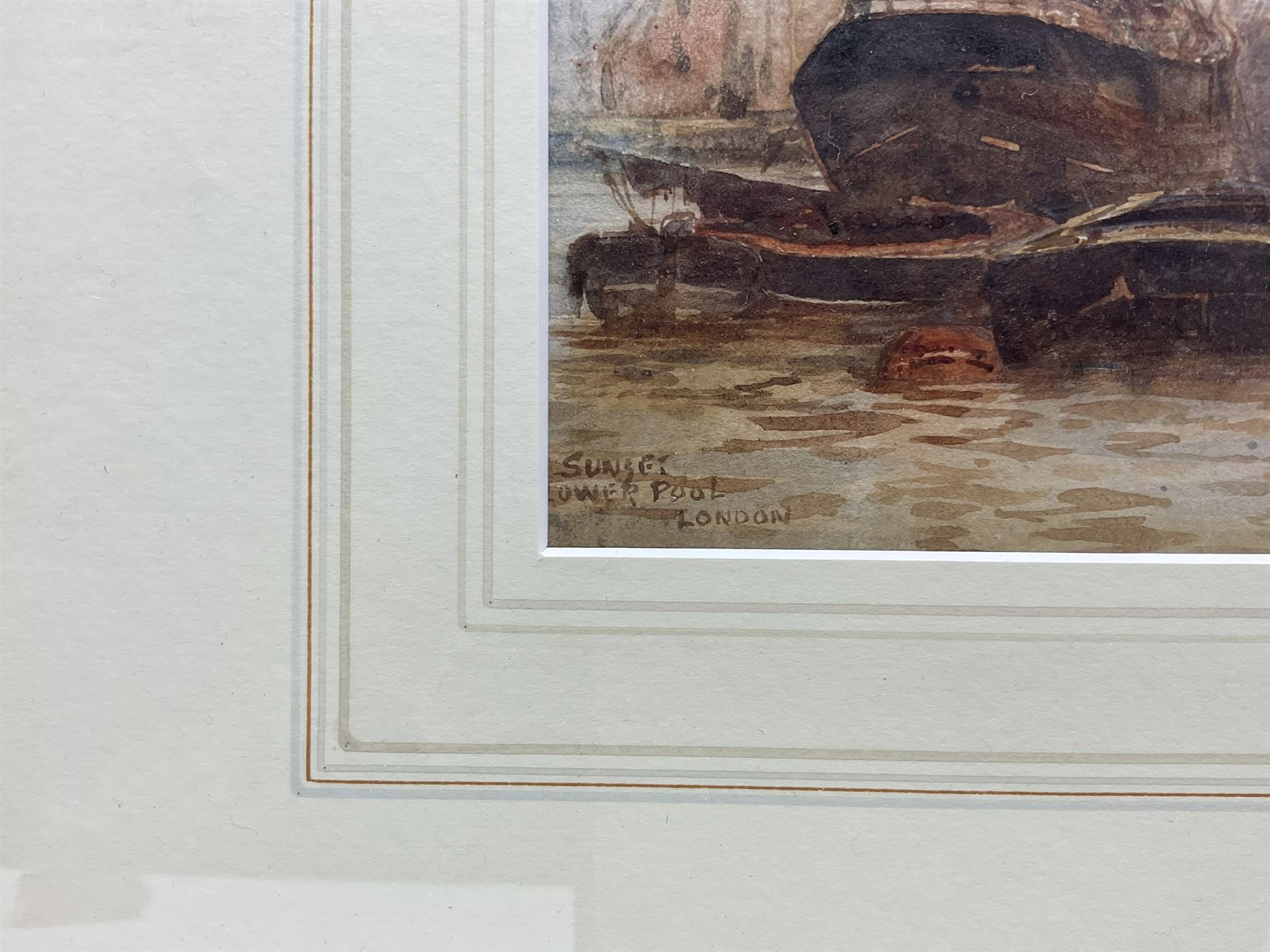 Frank (Frederick) William Scarborough (British 1860-1939): 'Sunset - Tower Pool London' and 'London Bridge', pair watercolours signed and titled 17cm x 24cm (2)