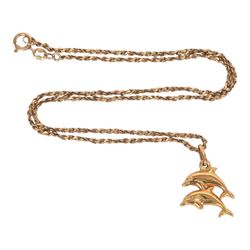 9ct gold dolphin pendant necklace