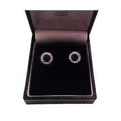 Pair of silver blue and clear cubic zirconia stud earrings, stamped 925 