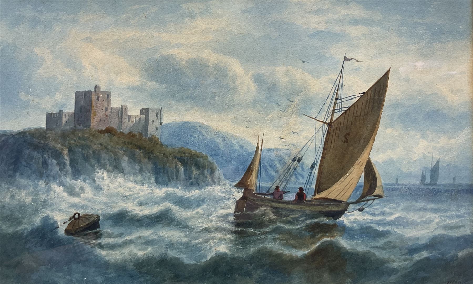 Alfred Lewis (British 19th/20th Century): Seascape Off Tintagel Castle, watercolour signed and dated '01, 22cm x 36cm 