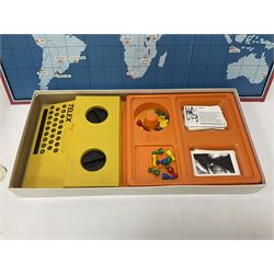 Vintage games comprising Waddington’s 1960s ‘Risk’, Milton Bradley Ltd. ‘Newsdesk’ 1976 and Palitoy ‘Riviton’ 1977 expanded building set
