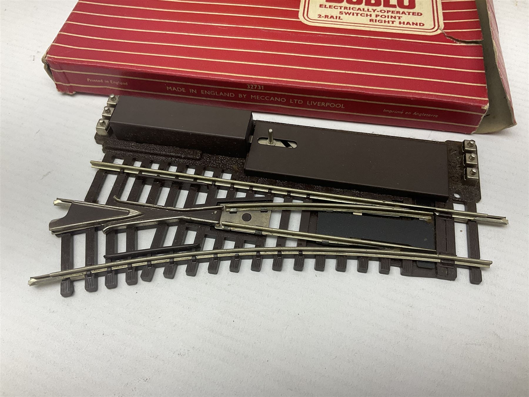 Hornby Dublo - 2-rail, 2400 TPO Mail Van Set; Engine Shed Kit - 2-Road (with additional empty box); four electrically operated switch points; uncoupling rails; buffer stops; three signals; loading gauge etc; all boxed