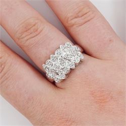 9ct white gold diamond cluster ring, hallmarked