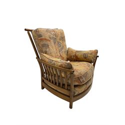 Ercol - 'Renaissance' armchair, loose cushions upholstered in patterned fabric