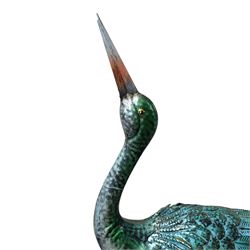 Pair of garden ornaments formed as two herons, H102cm (2)