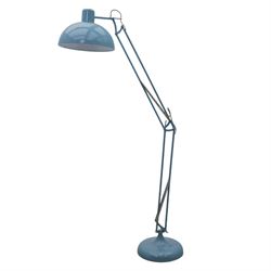 Contemporary pale blue floor lamp, in the manner of Anglepoise, counter balance sprung arm...