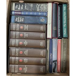 Folio Society - eighteen volumes including Winston S. Churchill The Second World War, six volumes in two slip cases; The Boer War; The Seven Years War; Huckleberry Finn; three works by Chekhov; The War in the Peninsular; Magellan's Voyages etc; all in slip cases