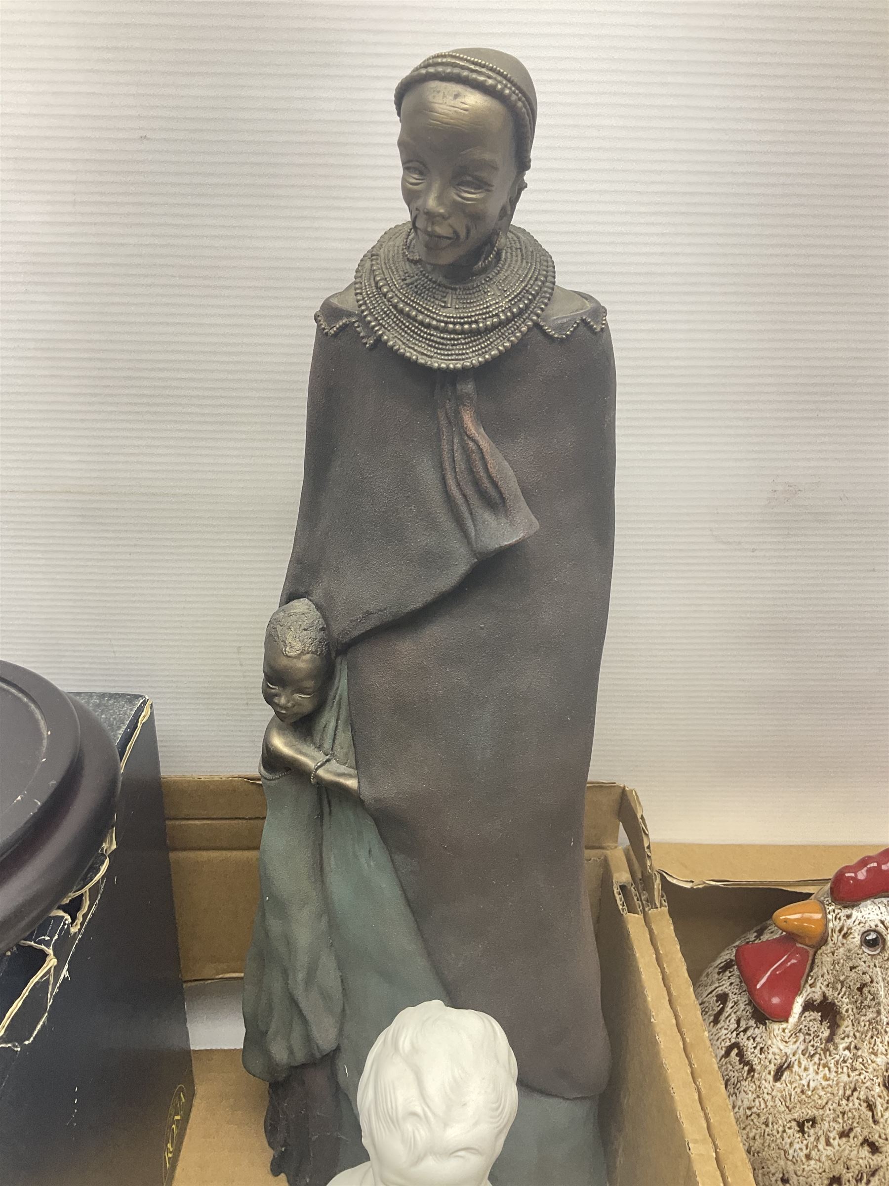 Beswick figure Matthew the trumpet playing pig, together with Royal Doulton figure Diana HN2468, a pair of Limoges busts and other collectables  