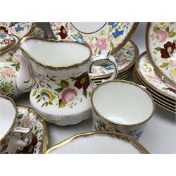 Hammersley Queen Anne pattern, part tea and dinnerwares, to include six dinner plates, five side plates, six soup bowls, teapot, covered sucrier, six teacups and saucers, etc together with six matched dessert plates (40)