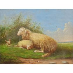 G T A* (19th century): Recumbent Sheep, oil on canvas indistinctly signed and dated 1884, 17cm x 21cm