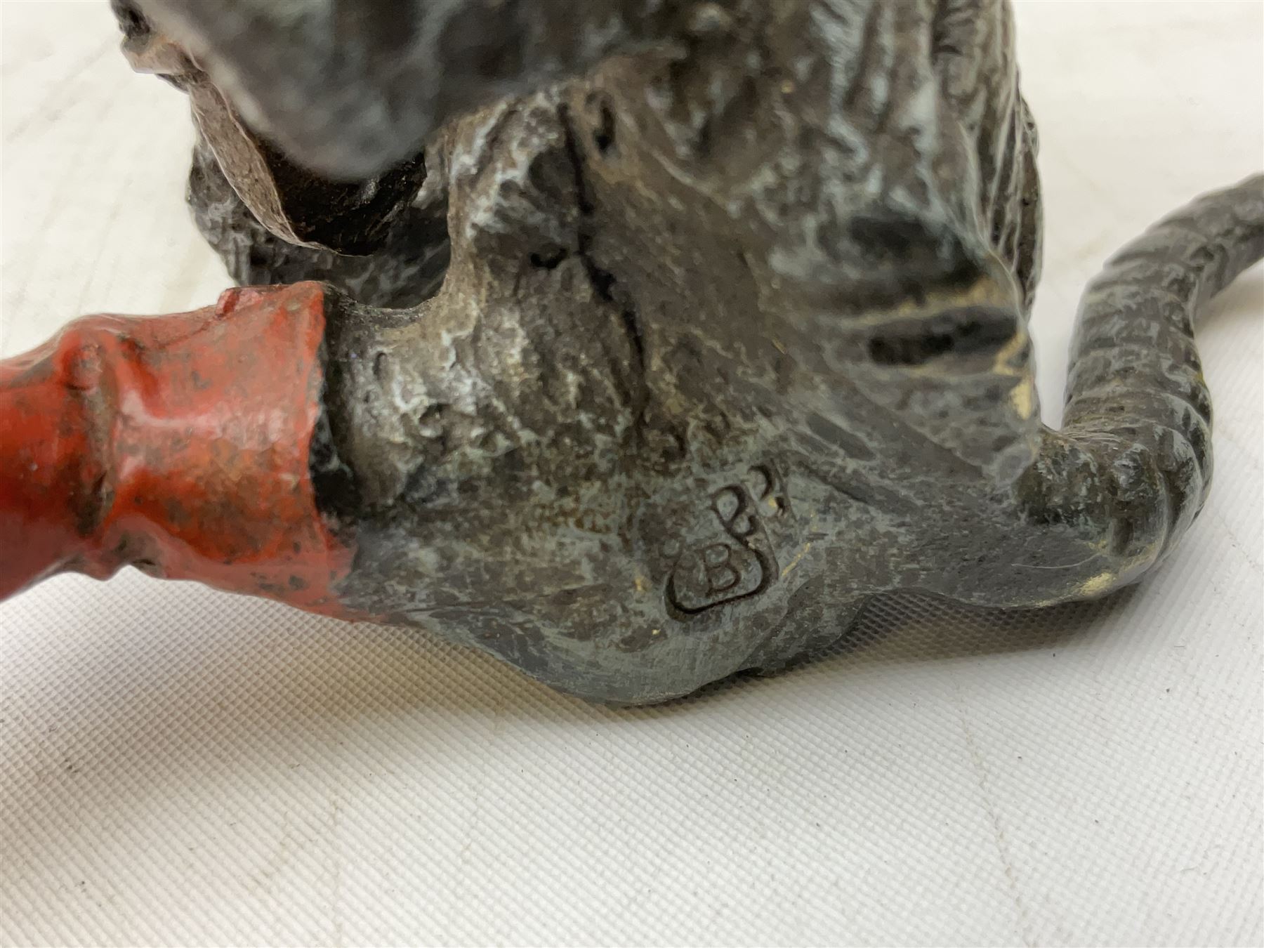 After Franz Bergmann (1861-1936): Austrian cold painted bronze figure of Puss in Boots, with Bergmann type mark beneath, H8cm 