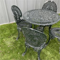 Victorian design cast aluminium circular garden table, and four chairs  - THIS LOT IS TO BE COLLECTED BY APPOINTMENT FROM DUGGLEBY STORAGE, GREAT HILL, EASTFIELD, SCARBOROUGH, YO11 3TX