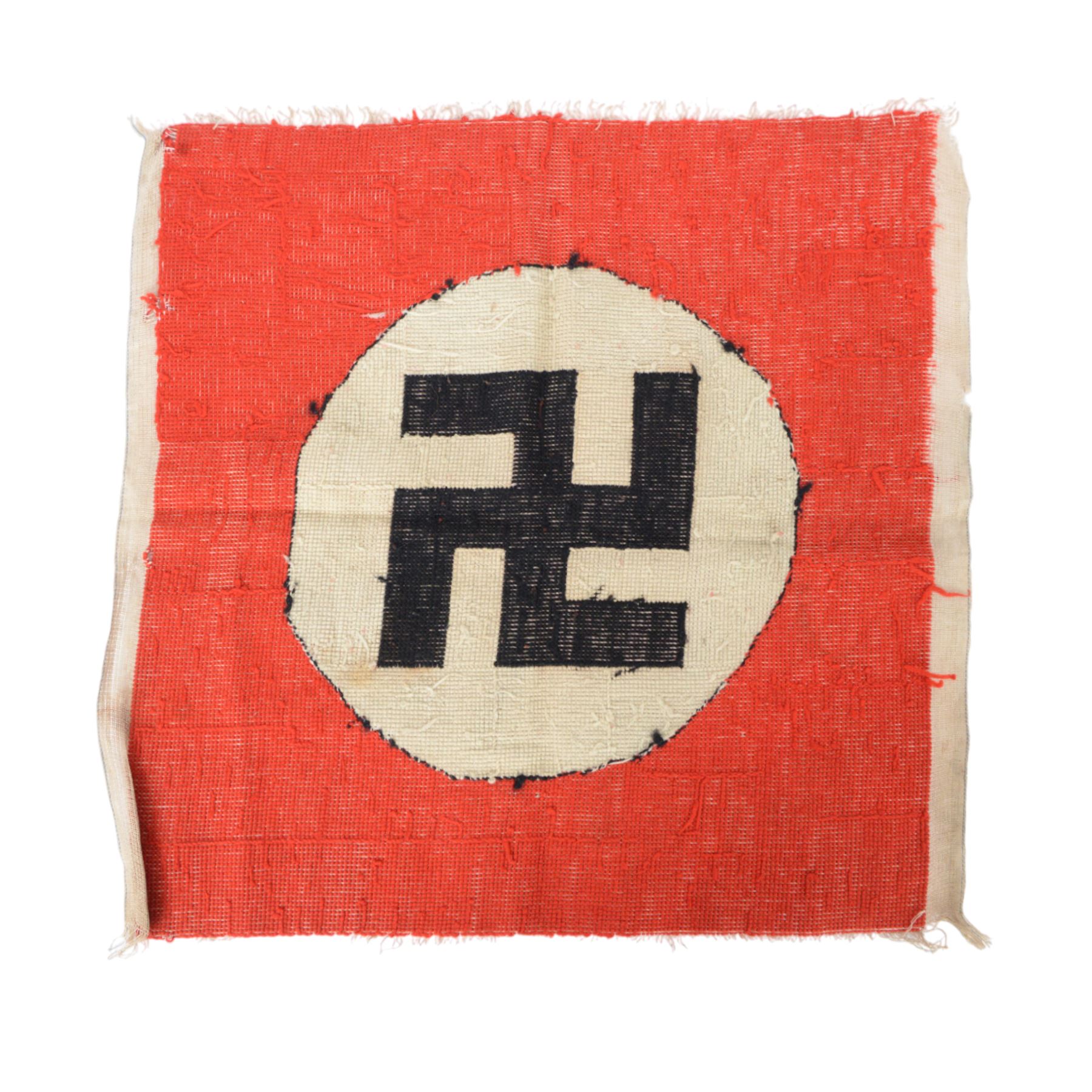 Third Reich NSDAP Nazi Party flag, hand crocheted unfinished, H54cm W53cm