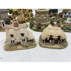 Sixteen Lilliput Lanes, to include The Golden Jubilee, Round Tower - Windsor Castle, Castle of the Golden Chalice, Travellers Rest, with box and deed,  Summer Days, Sunshine Creek, Writing with Lewis Carol, with box and deed,  etc 