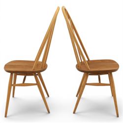 Ercol - set of four light elm chairs, comprising two 'Quakers' and two 'Windsor' chairs