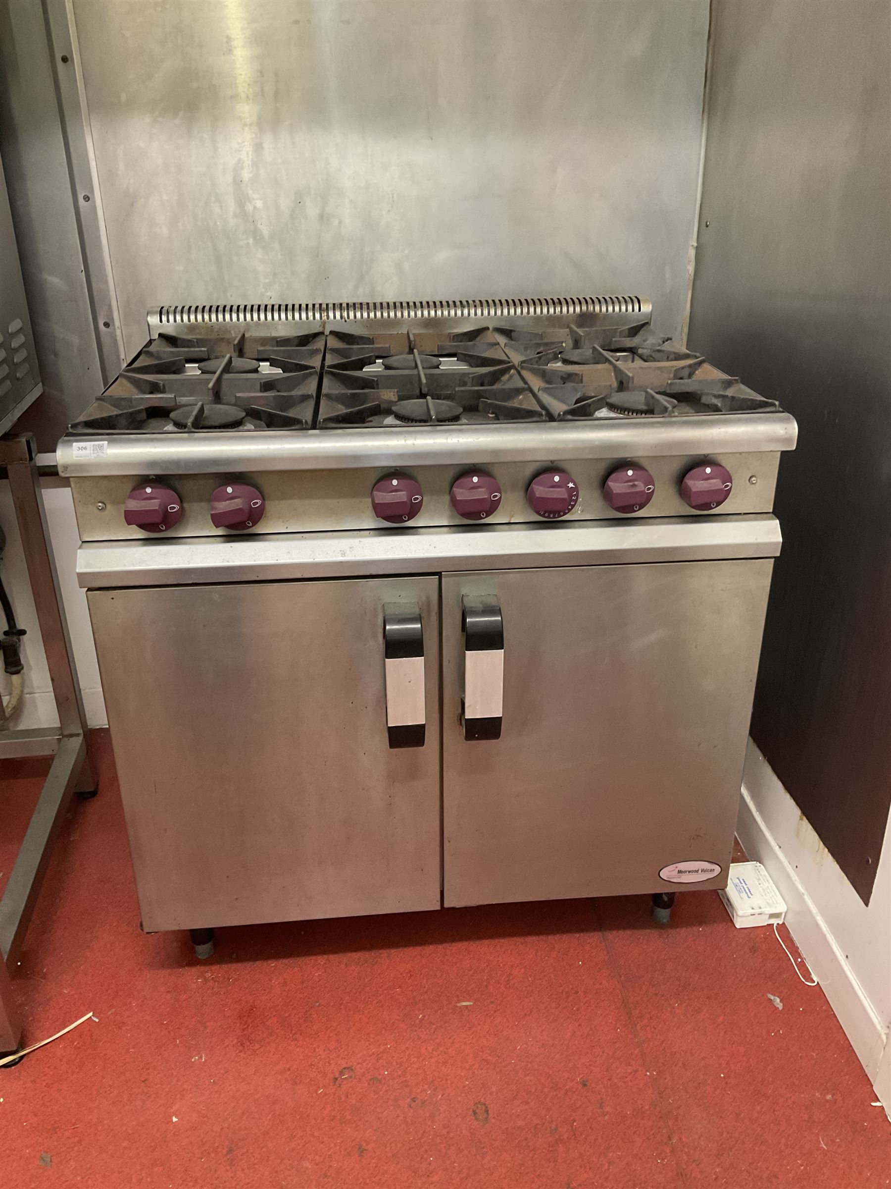 Moorwood Vulcan six burner gas cooker- LOT SUBJECT TO VAT ON THE HAMMER PRICE - To be collected by appointment from The Ambassador Hotel, 36-38 Esplanade, Scarborough YO11 2AY. ALL GOODS MUST BE REMOVED BY WEDNESDAY 15TH JUNE.