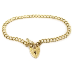  9ct gold heart lock bracelet, hallmarked  