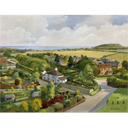 Don Micklethwaite (British 1936-): East Yorkshire Village, oil on canvas signed 46cm x 60cm (unframed)