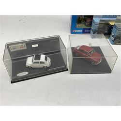 Collection of boxed die-cast model cars, to include Corgi Classics Thunderbirds 'Fab 1', with Lady Penelope and Parker figures, Corgi James Bond Octopussy and Thunderball, Heartbeat vehicles by Lledo and Corgi, Minichamps etc