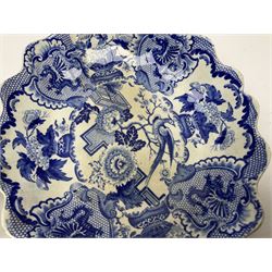 Minton Bombay pattern platter, together with Mason's meat platter, decorated with mythical beast, and two Cauldron Place Opaque China dishes 